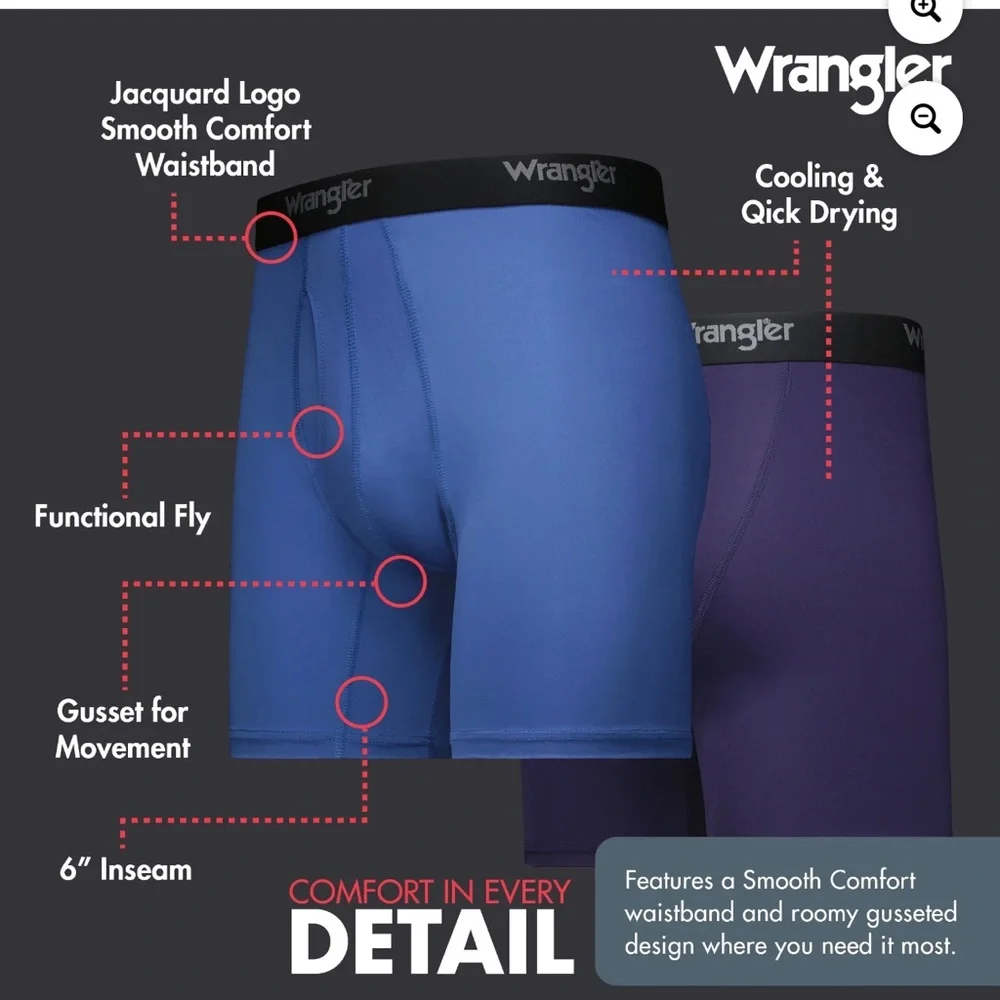 Wrangler workwear cooling boxer briefs Navy/grey/blue Set (3) Size L